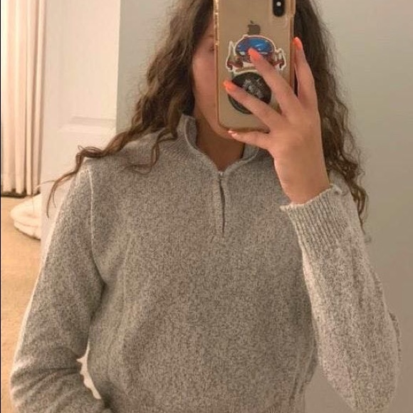 Brandy Melville Sweaters - Grey Knit Turtleneck Zip Up Sweater